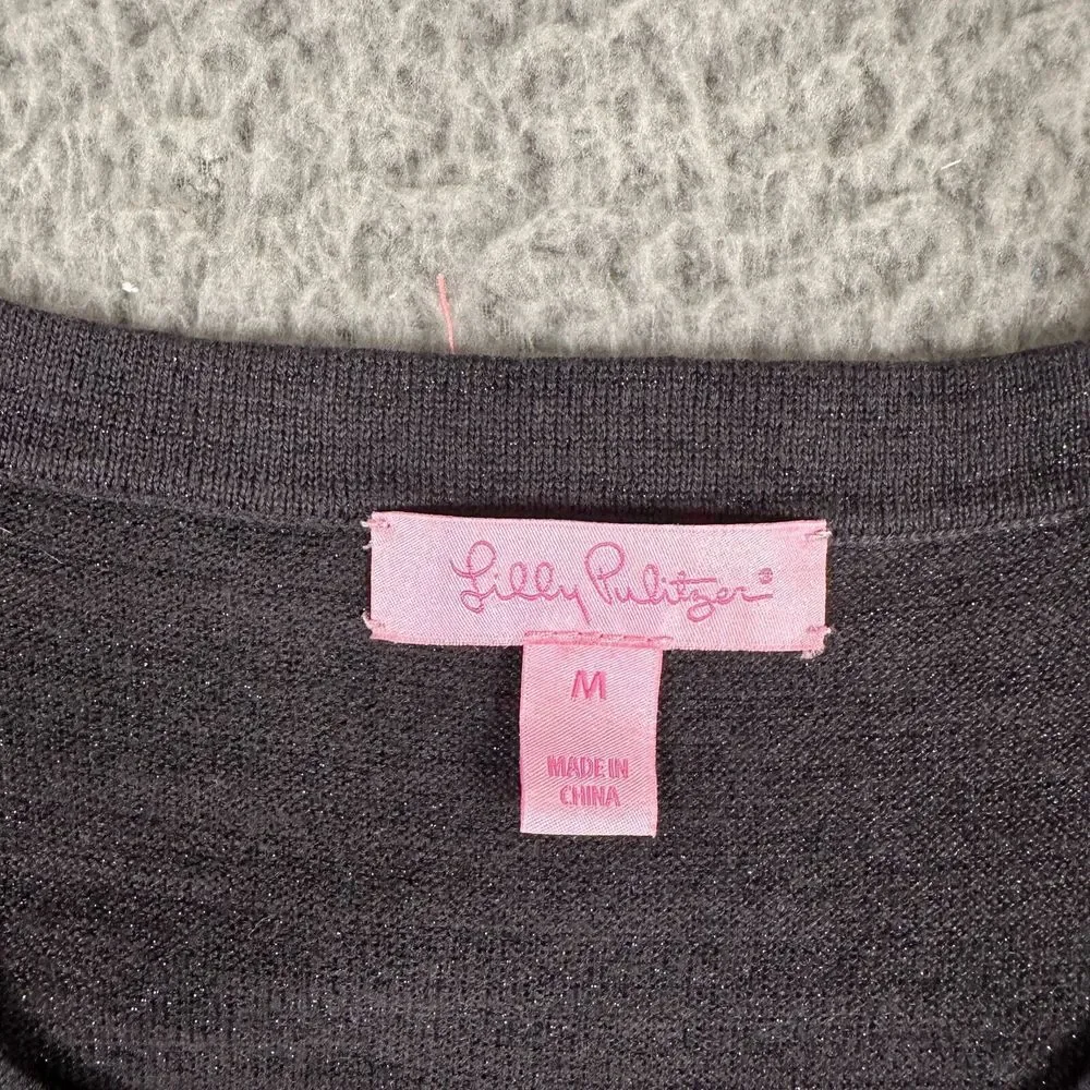 Lilly Pulitzer Dress Womens Medium Faire Sweater Black Onyx Metallic‎ Knit